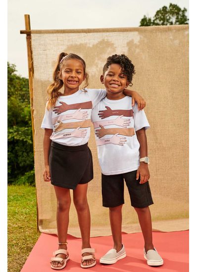Camiseta-Infantil-Para-Meninos-E-Meninas-De-Malha-Com-Estampa-Contra-Racismo-Brandili