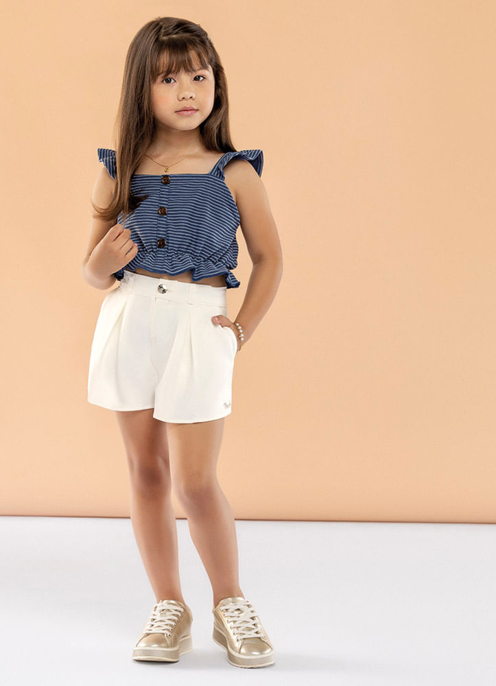 Conjunto Infantil Menina Malha Com Listras Mundi Menor preço em Conjunto Infantil Menina Malha Com Listras Mundi