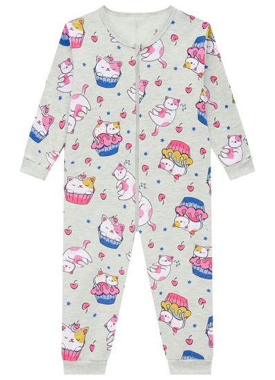 Pijama macacão infantil menina de gatinhos Brandili - 1