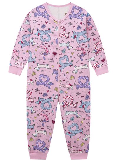 Pijama macacão infantil menina de cachorrinhos Brandili - 1