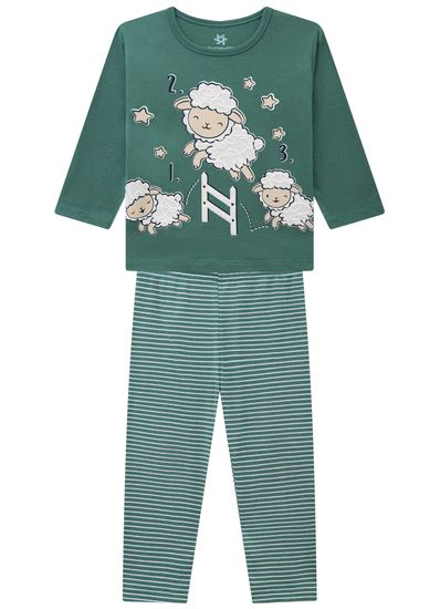 Pijama infantil unissex com estampa de ovelhinhas que brilha no escuro Brandili - 10
