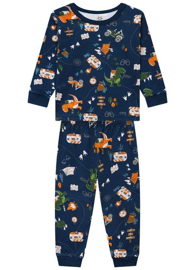 Pijama infantil menino com estampa de dinossauro Brandili - 1