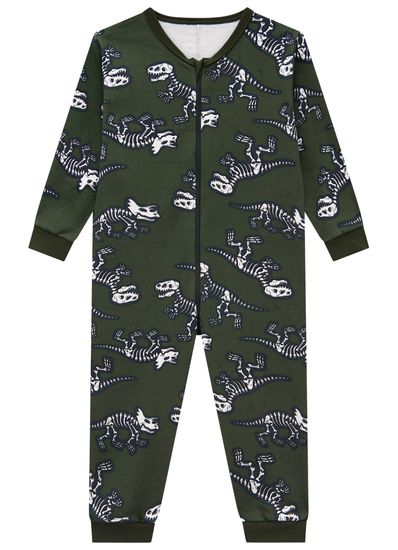 Pijama macacão infantil menino de dinossauro Brandili - 2