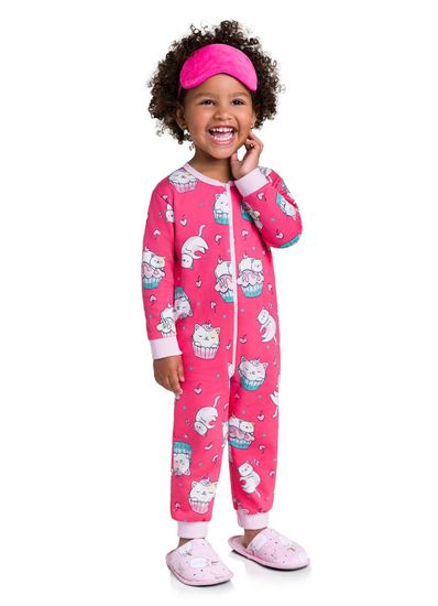 Pijama macacão infantil menina de gatinhos Brandili - 2