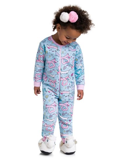 Pijama macacão infantil menina de cachorrinhos Brandili - 2