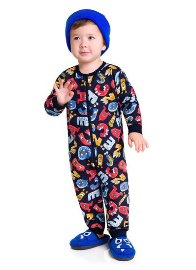 Pijama macacão infantil menino de monstrinhos Brandili - 2