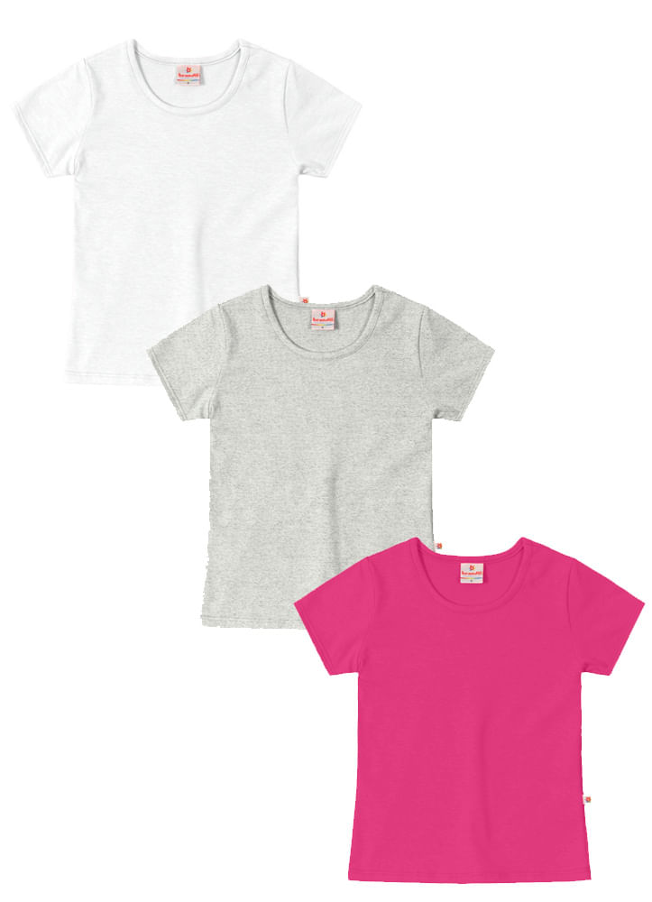 Kit infantil menina de blusas básicas em malha Brandili