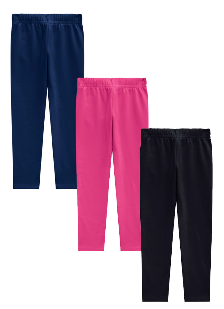 Kit infantil menina de calças legging em cotton Brandili