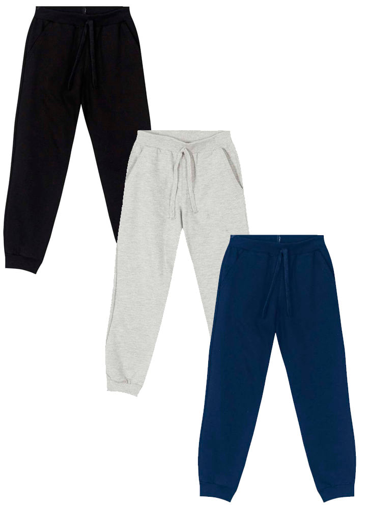 Kit infantil menino de calças jogger em moletinho Brandili