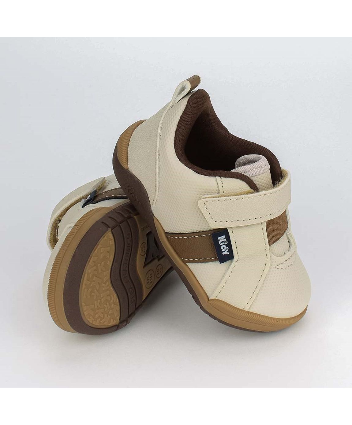 Sapato Bebê Masculino Kidy Colors Casual Bege e Caramelo - Brandili