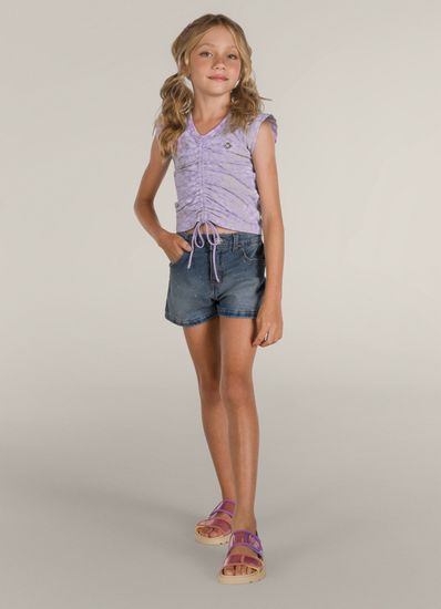 Blusa cropped de cotton infantil menina Brandili - 4