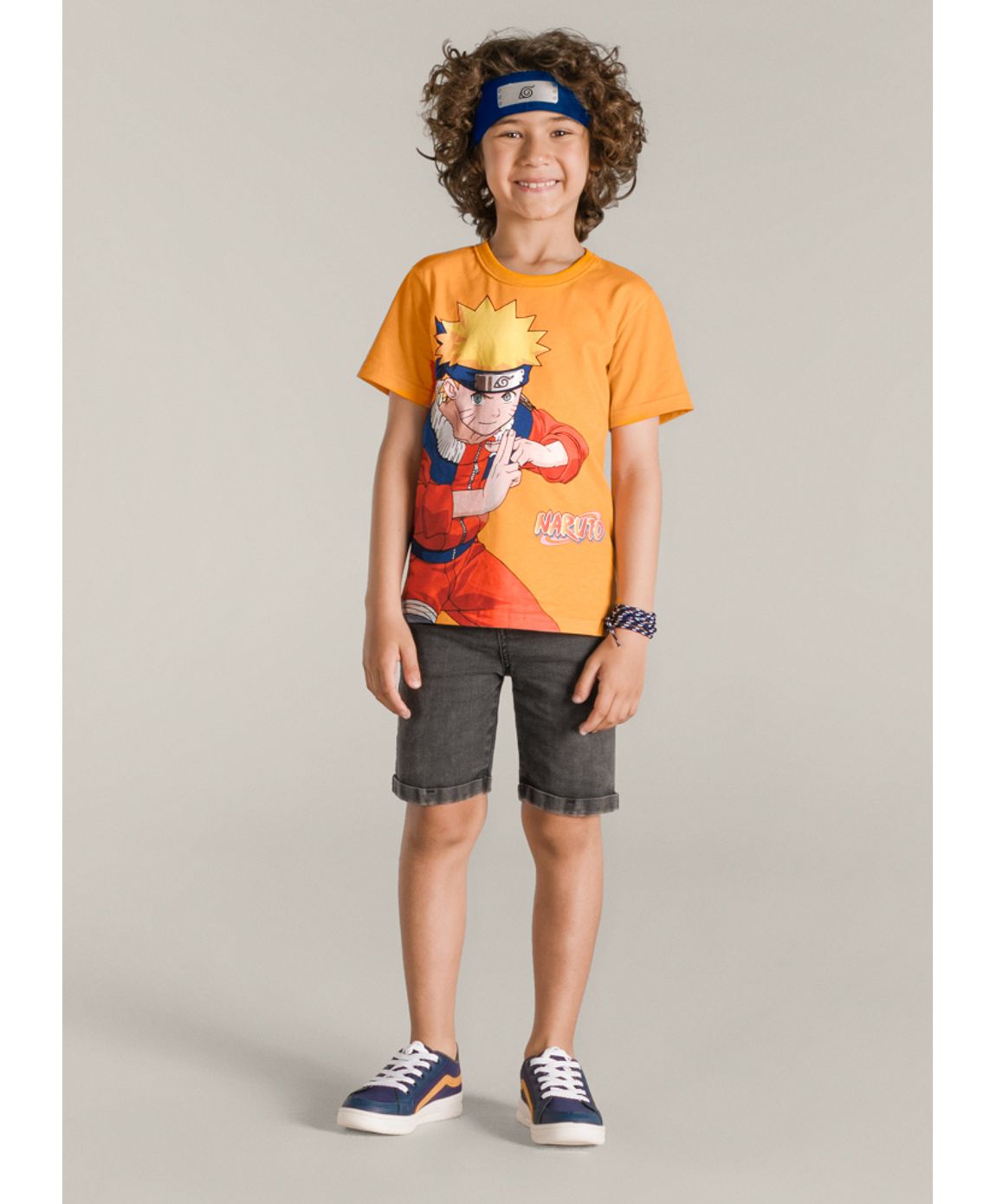 Camiseta Naruto Clássico Infantil Laranja