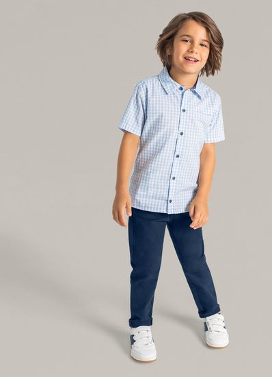 Camisa em Tafetá infantil menino Mundi - 8