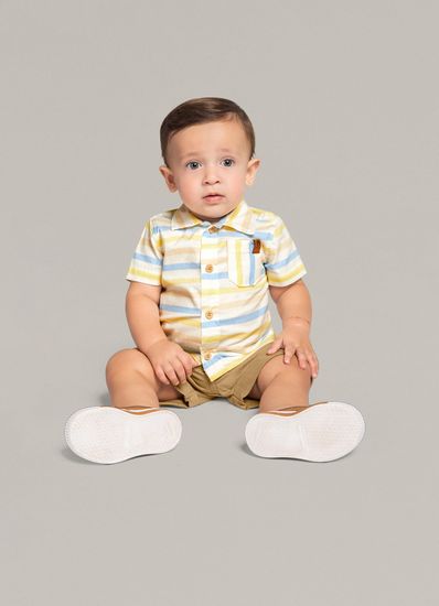 Conjunto com camisa tricoline infantil menino Mundi - M