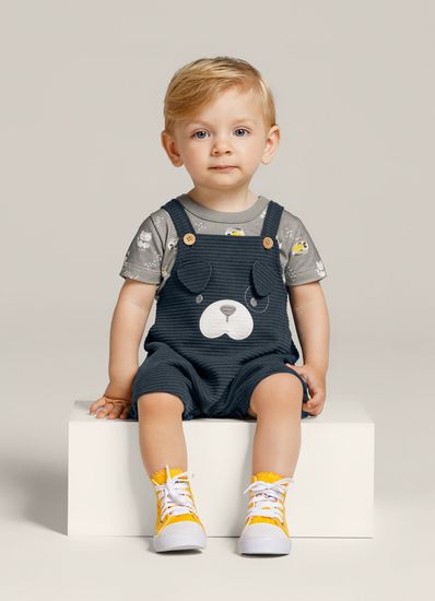 Jardineira-e-camiseta-bebe-menino-com-aplique-interativo-Brandili-Baby