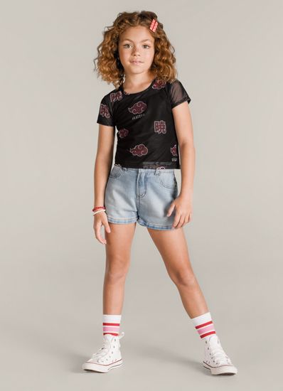 Blusa cropped Naruto infantil menina Brandili - 14