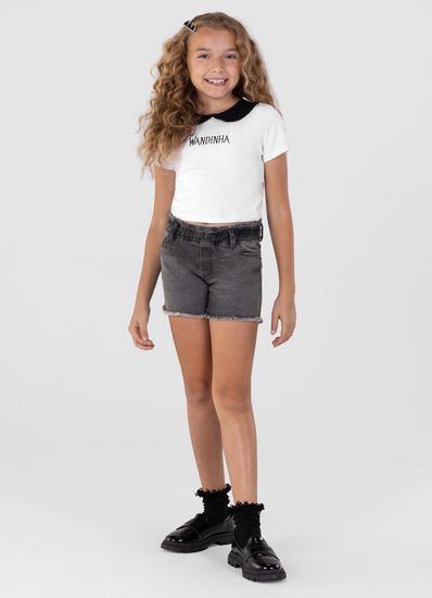 Blusa cropped em cotton Wandinha Infantil menina Brandili - 8