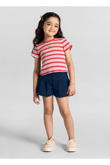 Blusa cropped em ribana joy listrada Infantil Mundi - 10