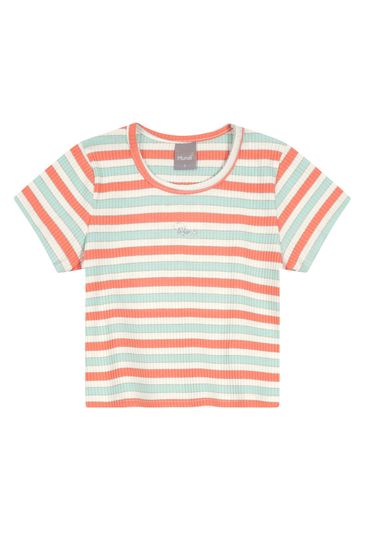 Blusa cropped em ribana joy listrada Infantil Mundi - 4