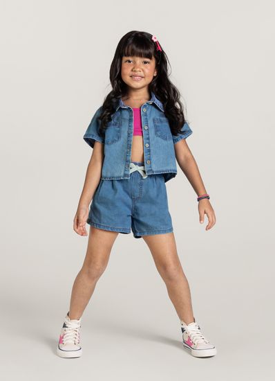 Shorts jeans infantil menina Brandili - 1