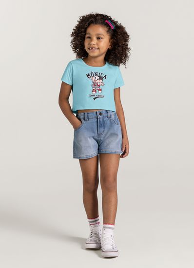 Blusa cropped Turma da Monica infantil menina Brandili - 4