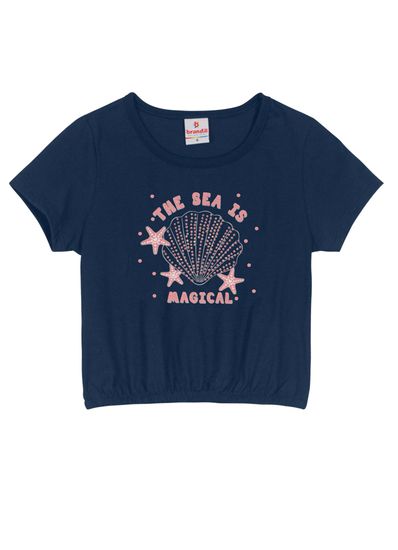 Blusa Cropped infantil menina com strass Brandili - 4