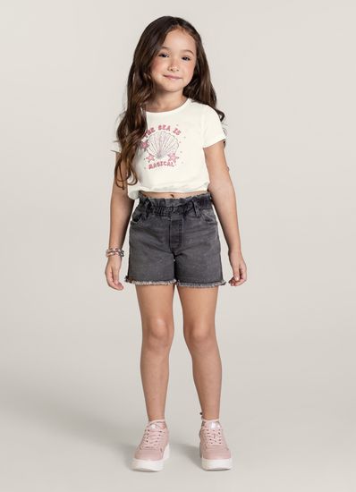 Blusa Cropped infantil menina com strass Brandili - 10