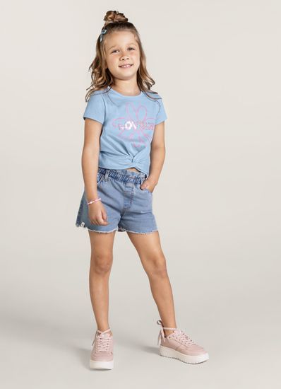 Blusa Cropped infantil menina com bordado em malha Brandili - 4