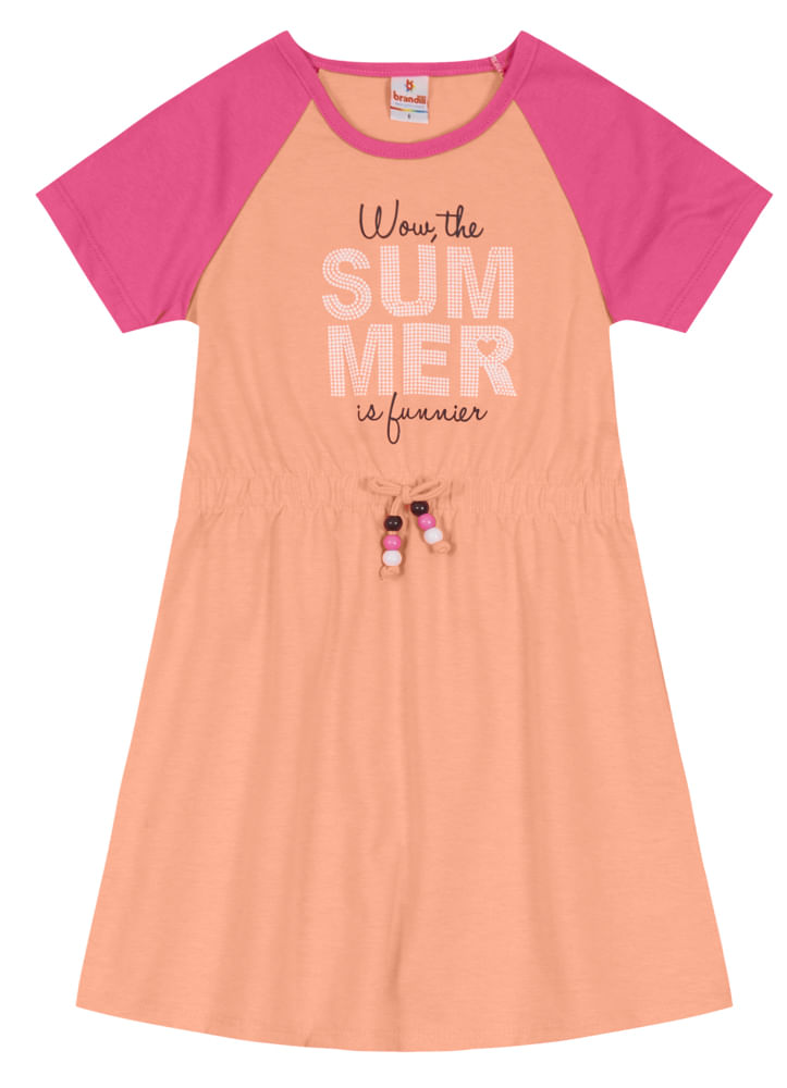 Vestido com mangas raglan infantil menina Brandili