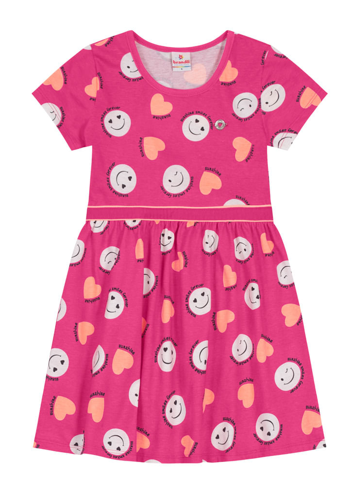Vestido em malha estampada infantil menina Brandili