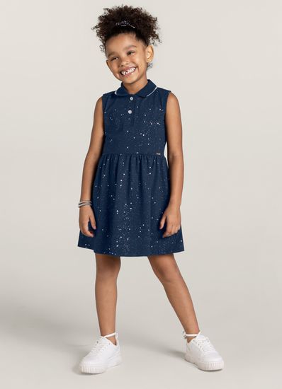 Vestido em cottom com retilinea infantil menina Brandili - 10