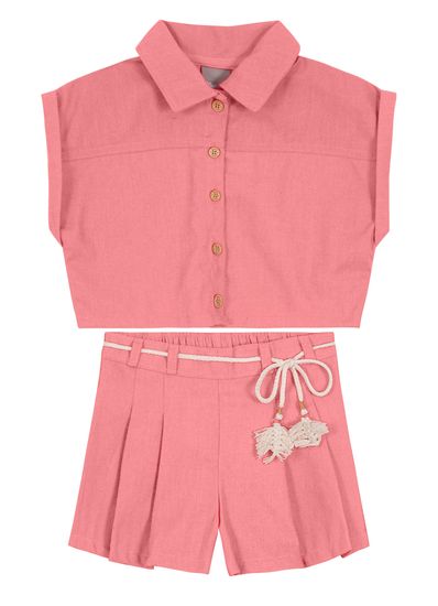 Conjunto com camisa cropped infantil menina Mundi - 14