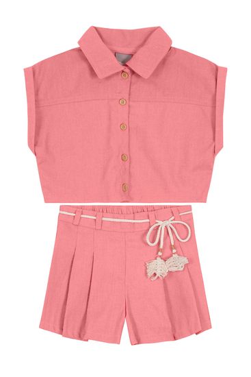 Conjunto com camisa cropped infantil menina Mundi - 10