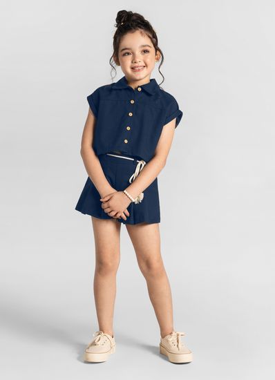 Conjunto com camisa cropped infantil menina Mundi - 10