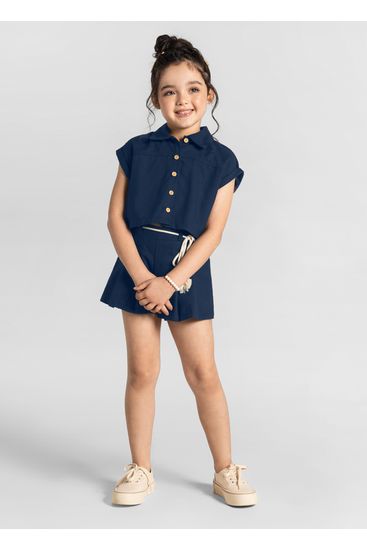 Conjunto com camisa cropped infantil menina Mundi - 4