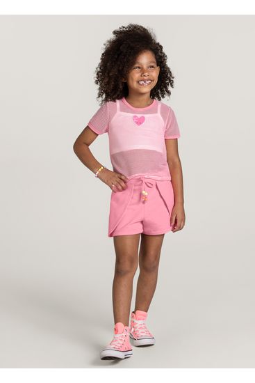 Conjunto Infantil menina com Cropped e Shorts Brandili - 4