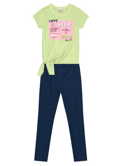 Conjunto Infantil menina com blusa e calça legging Brandili - 4