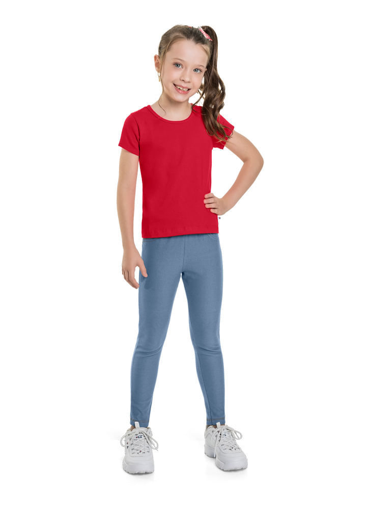 Calça legging básica infantil menina de cotton jeans Brandili