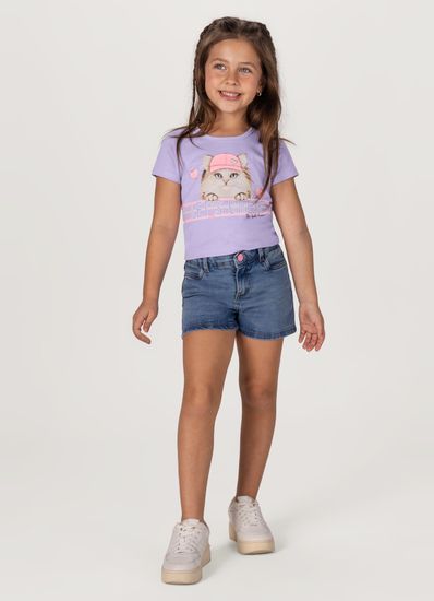 Blusa cropped neon infantil menina de gatinho Brandili - 6