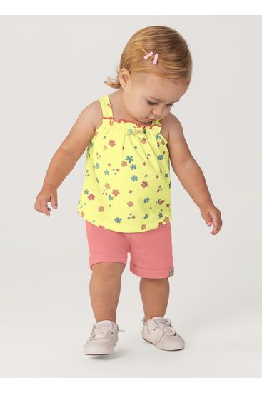 Conjunto bebê menina de florzinhas Brandili Baby - P
