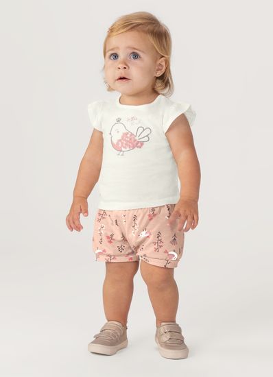 Conjunto bebê menina de passarinho Brandili Baby - P