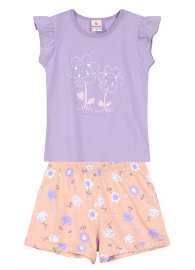 Conjunto infantil menina de gatinhos e florzinhas Brandili - 6