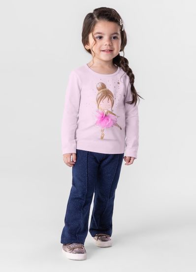 Blusa Em Cotton Bailarina Infantil Menina Mundi - 2