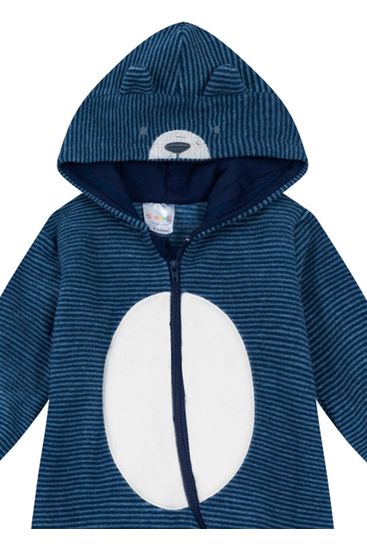 Macacão Soft Listrado Bebê Menino Brandili Baby - RN