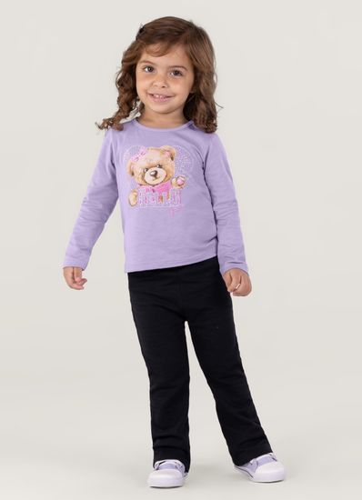 Blusa Manga Longa Em Malha Infantil Menina Brandili - 1