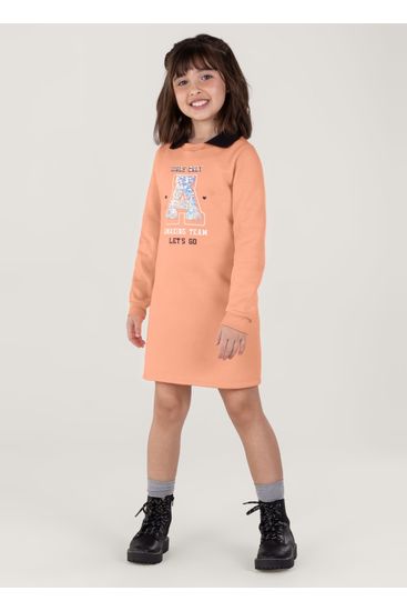 Vestido Manga Longa De Moletom Infantil Menina Brandili - 6