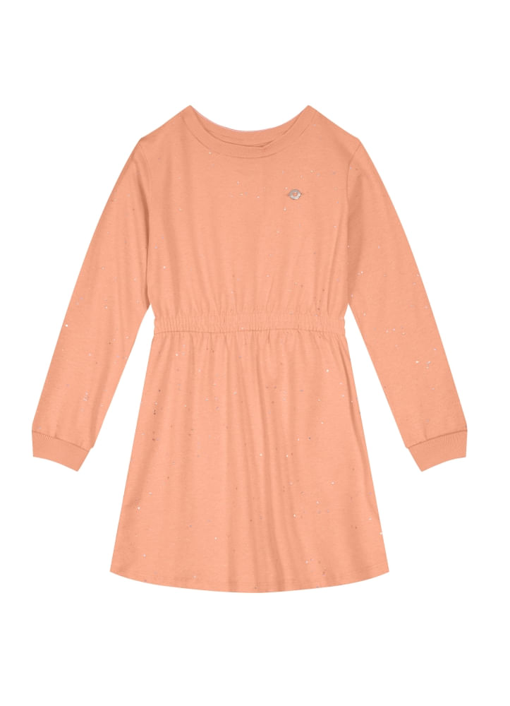 Vestido Manga Longa De Molecotton Infantil Menina Brandili