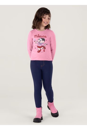 Blusa Turma Da Mônica Em Malha Infantil Menina Brandili - 10