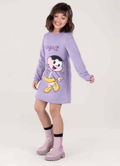 Vestido Moletom Turma Da Mônica Infantil Menina Brandili - 10