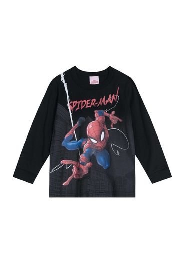 Camiseta Homem Aranha Em Malha Infantil Unissex Brandili - 1
